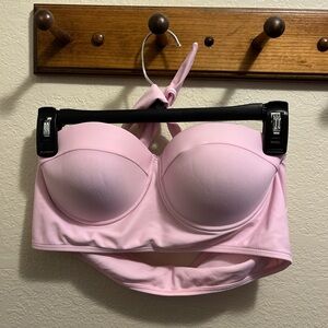 Pink Women's swimsuit top with flamingo bottoms